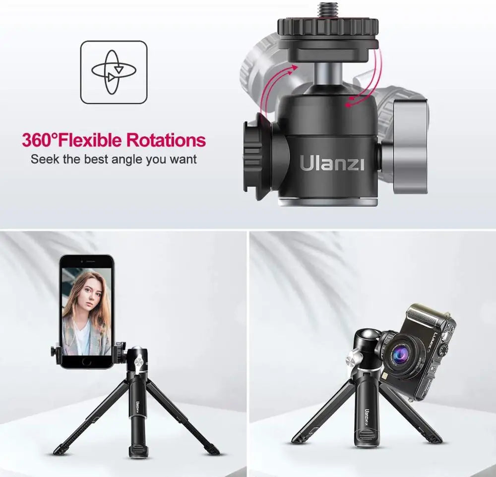 360° Ball Head & Cold Shoe Selfie Stick