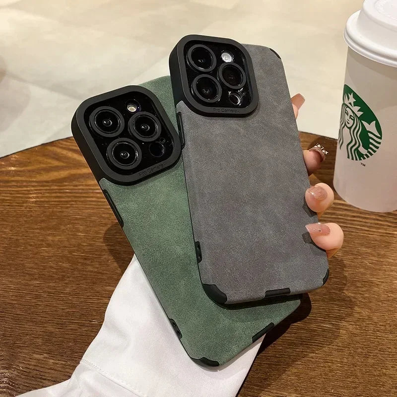 Fur Leather Lens Protection Cases Cover For iPhone 16