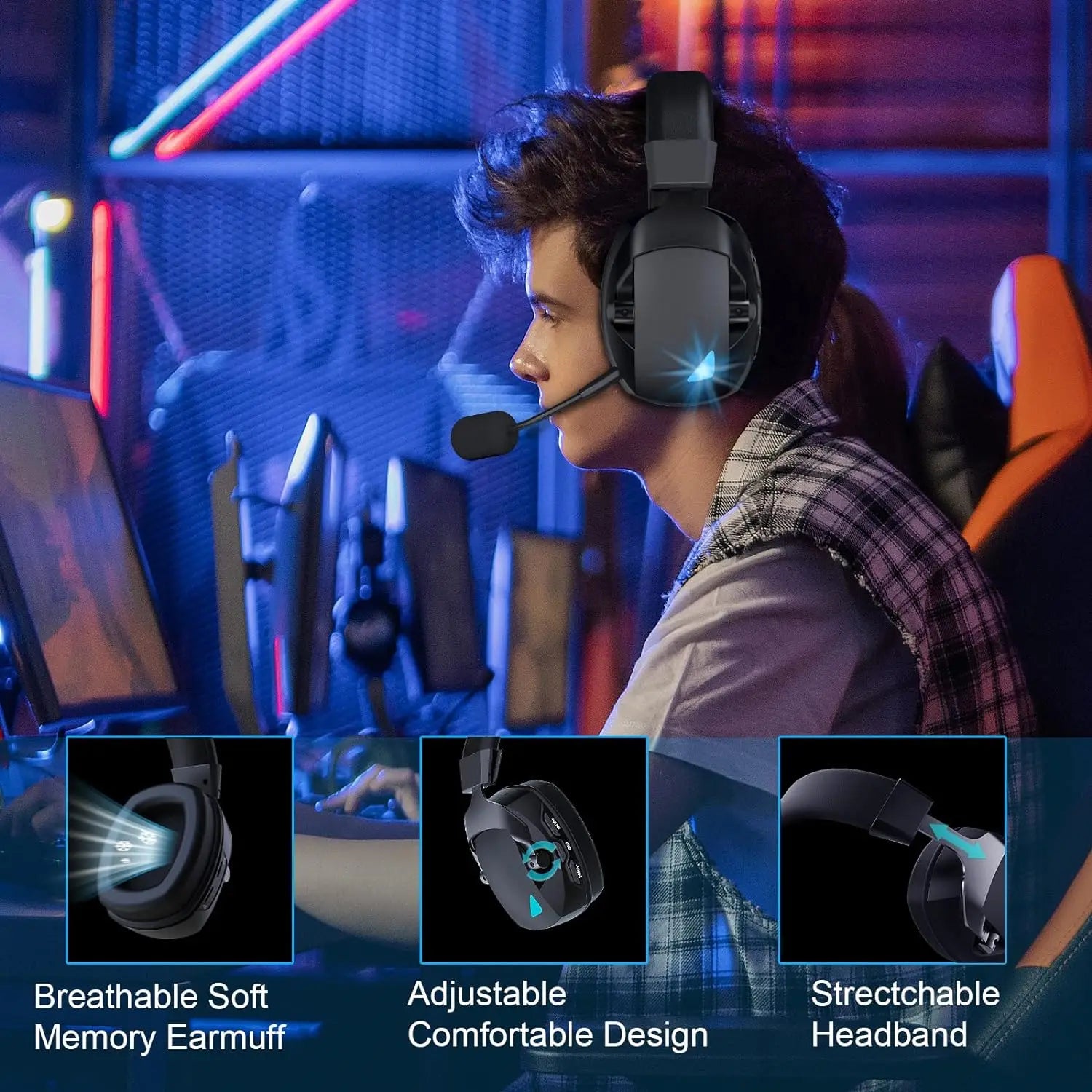 Noise Cancellation Tri-Mode Wireless Gaming Headset