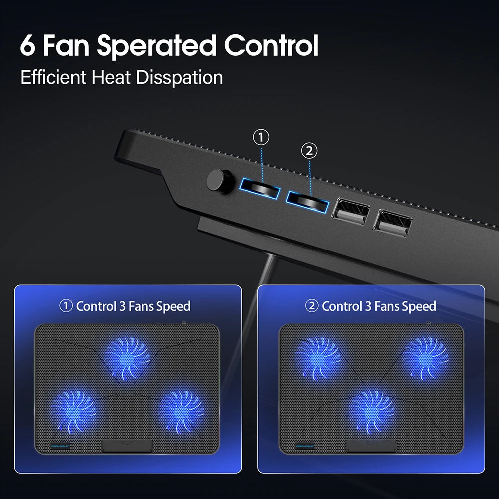 6-Fan Adjustable Gaming Laptop Cooler