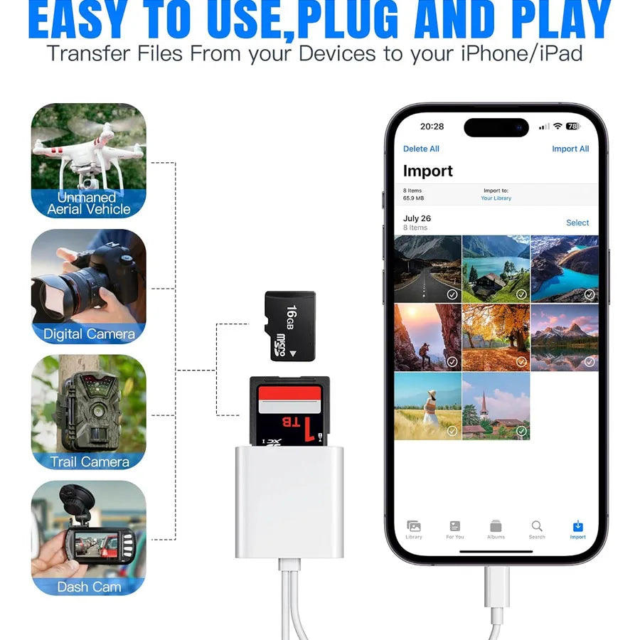 2-in-1 Lightning USB-C Card Reader