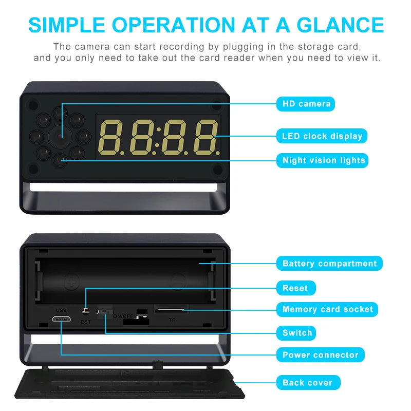 2500mAh Alarm Clock Mini Camera