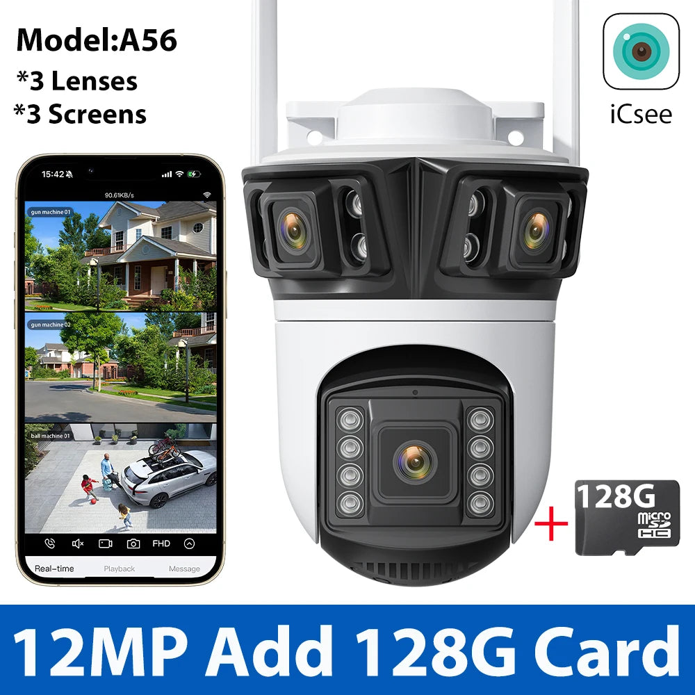 12MP 6K Three-Screen Surveillance Camera