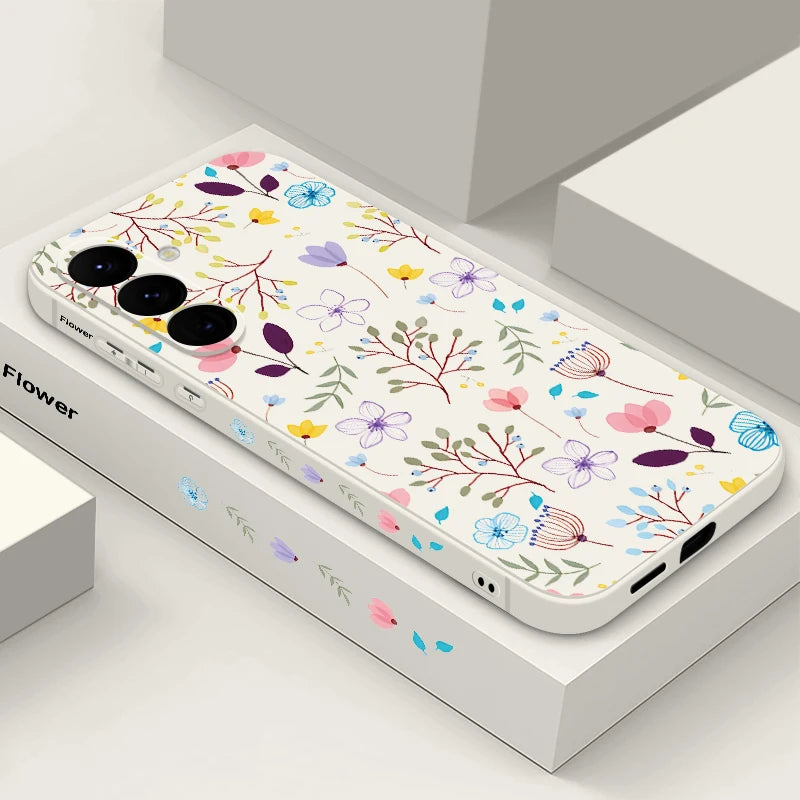 Luxury Flower Print Lanyard Case For Samsung Galaxy S24