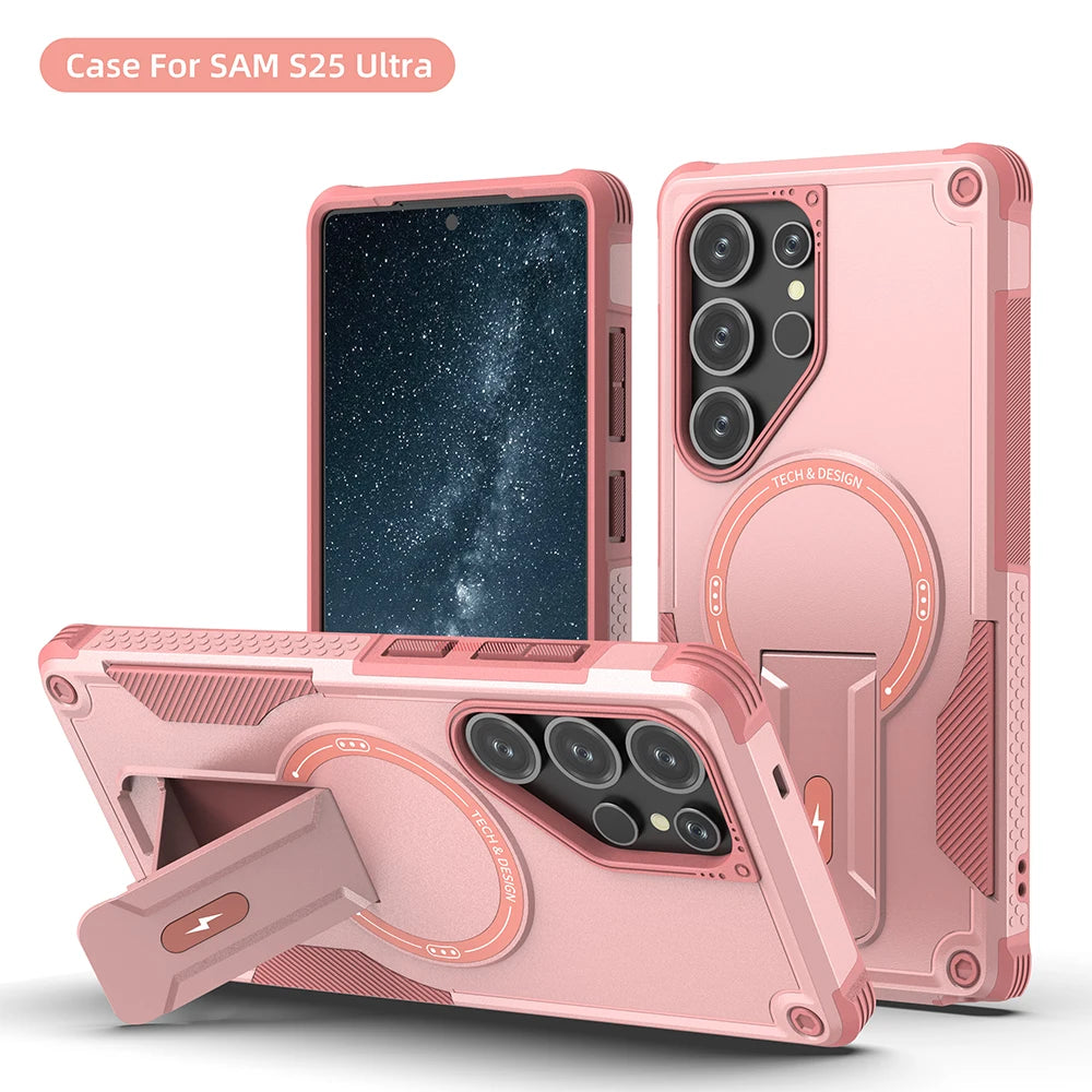 Fold Stand Holder Magnetic Armor Case For Samsung S25