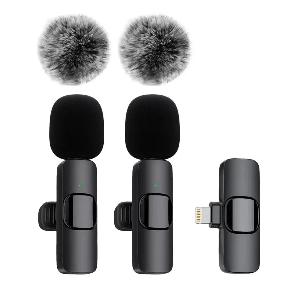 Mini Wireless Lavalier Recording Mic Black