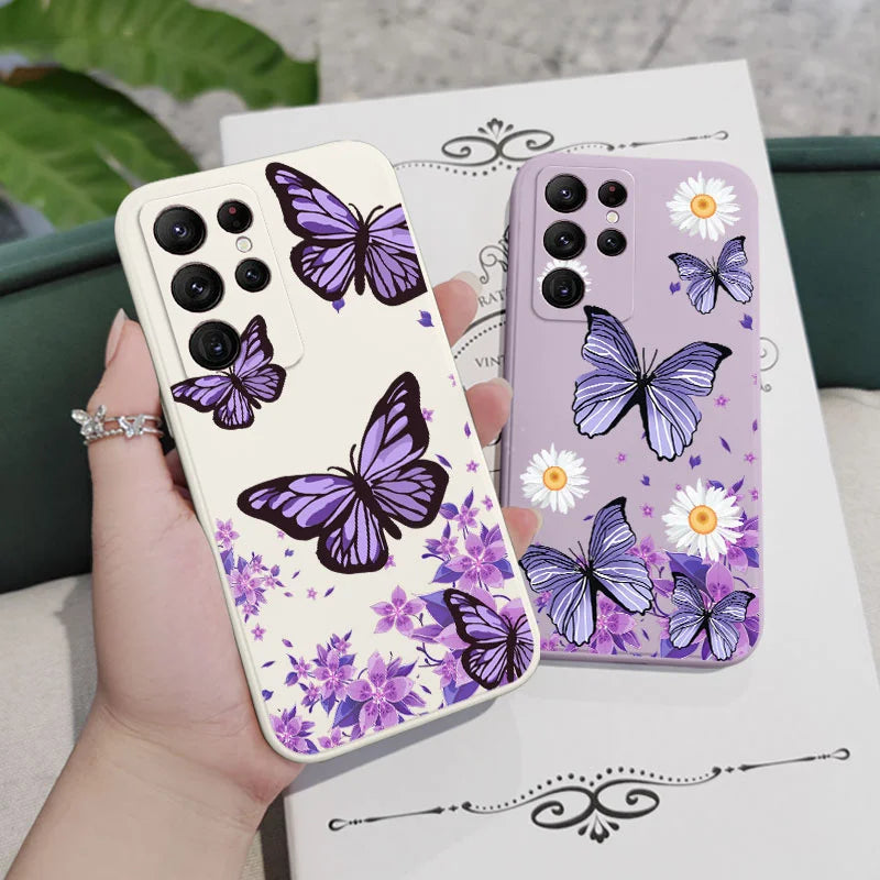 Purple Butterflies Phone Case For Samsung Galaxy S25