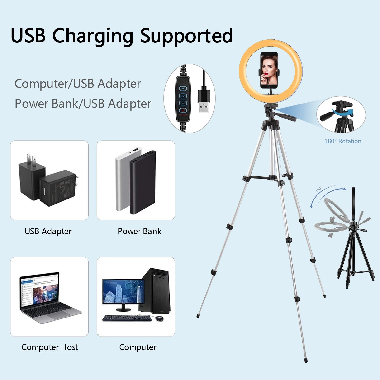 26cm LED Ring Light with Tripod Stand