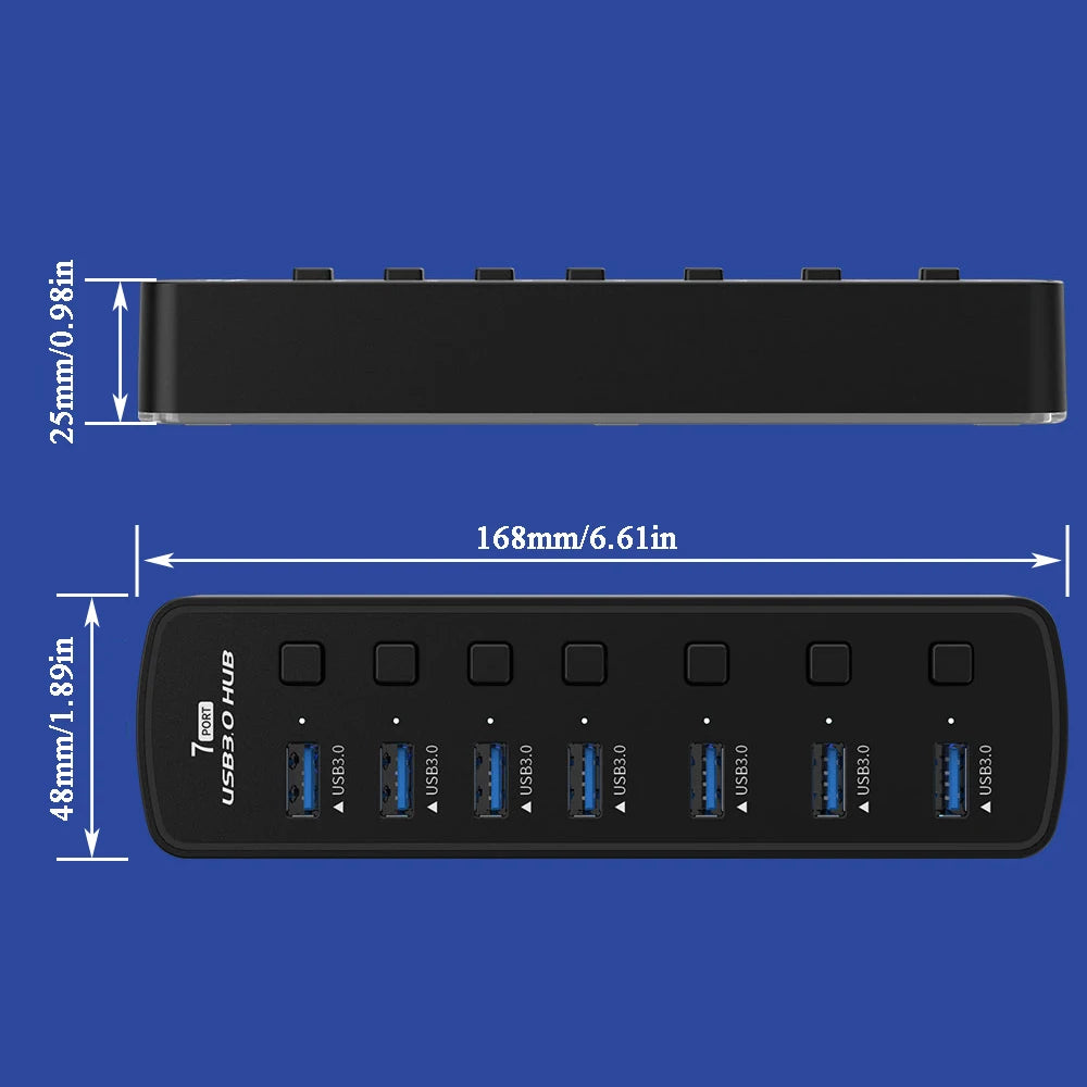 7-Port RGB USB 3.0 Hub with Power Switch
