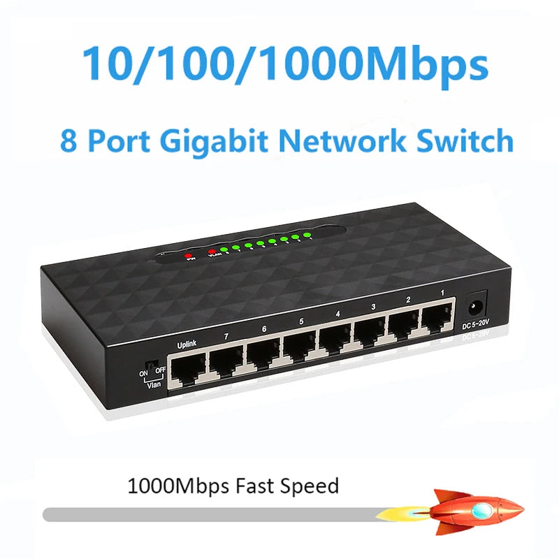 1000Mbps 8-Port Gigabit Ethernet Smart Switch