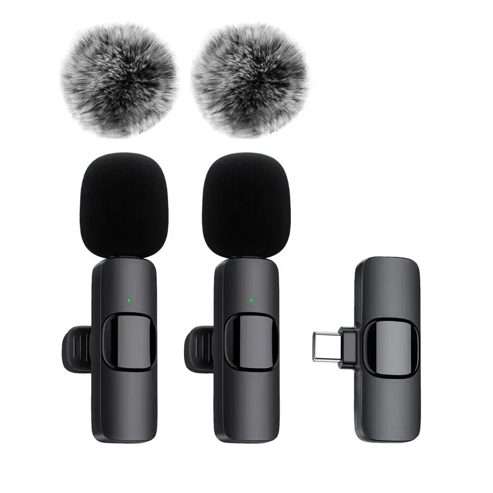 Mini Wireless Lavalier Recording Mic Black