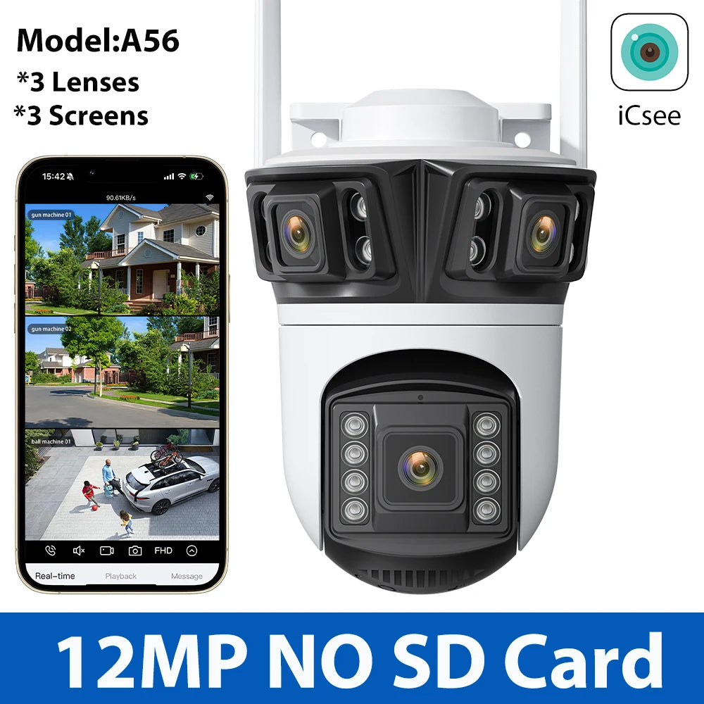 12MP 6K Three-Screen Surveillance Camera