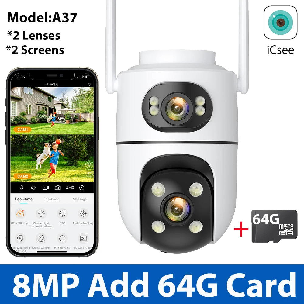 12MP 6K Three-Screen Surveillance Camera