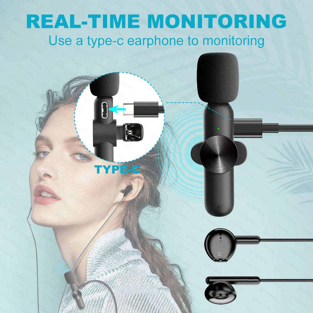 2-in-1 Portable Mini Wireless Lavalier Mic